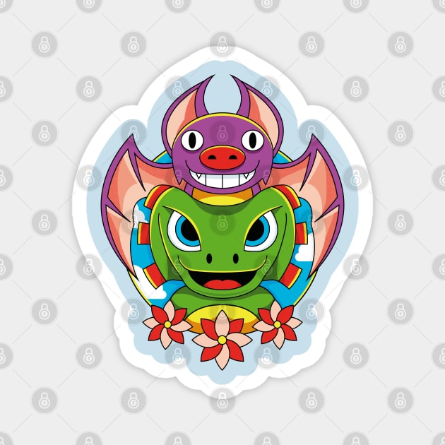 Bat and Lizard Cute Team Magnet by logozaste