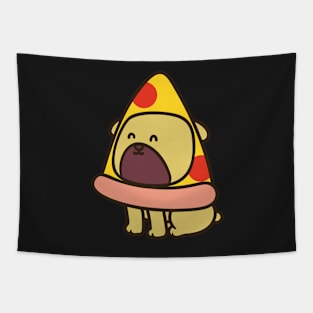 dog with pizza on head Tapestry