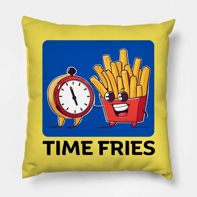 Time Fries | French Fries Pun Pillow by Allthingspunny