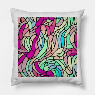 Pastel Garden - Stained Glass Design Art Pillow