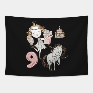 9th birthday Princess  unicorn  cake Tapestry