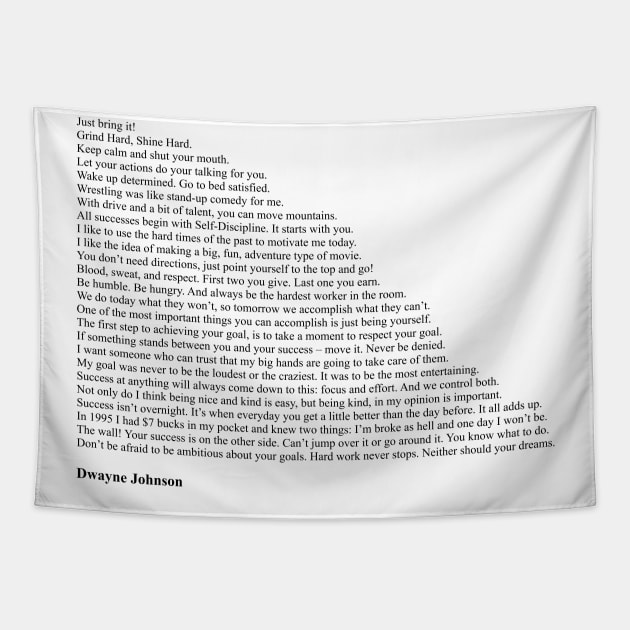 Dwayne Johnson Quotes Tapestry by qqqueiru