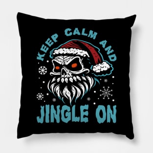 Santa Skull Keep Calm and Jingle On Pillow