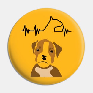 Bull terrier with heartbeat Pin