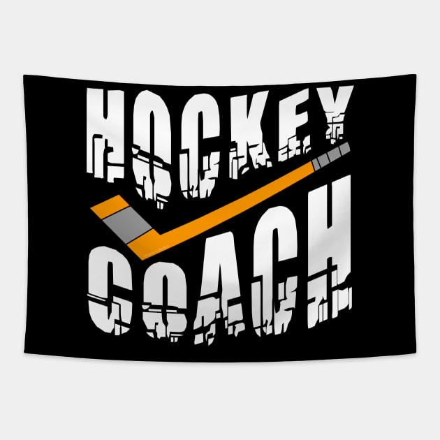 Hockey Coach Stick White Text Tapestry by Barthol Graphics