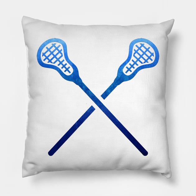 Lacrosse Stick Dark Blue Pillow by hcohen2000