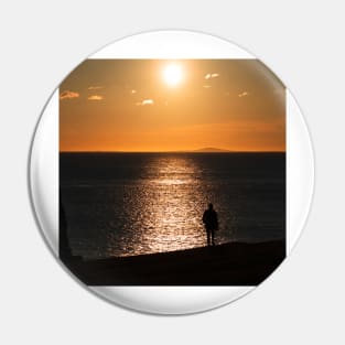 Silhoutte of a Man Watching Sunset by the Sea in Scotland Pin