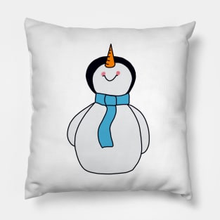 Blue Scarf Snowman Pillow