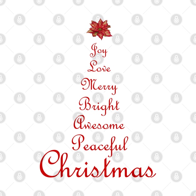 Christmas Tree Word Art Script Typography in Red by Star58