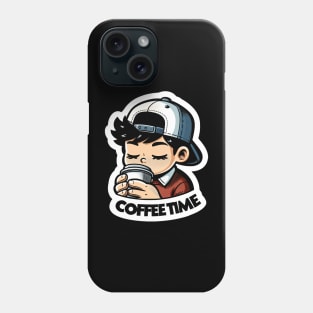 young boy drink cup of coffee Phone Case