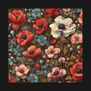 anemone and poppy flower pattern 12 T-Shirt