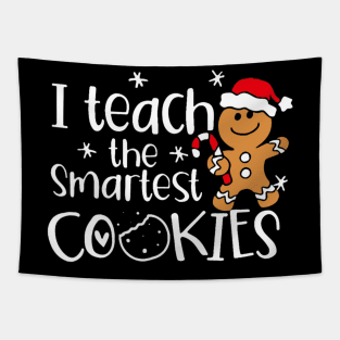 I Teach The Smartest Cookies Christmas Gingerbread Santa Tapestry