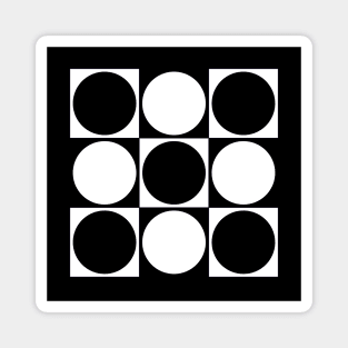 Black And White Circles And Squares Magnet