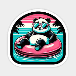 Pool Party Panda in Sunglasses on a Pink Float Funny Pool Panda Magnet