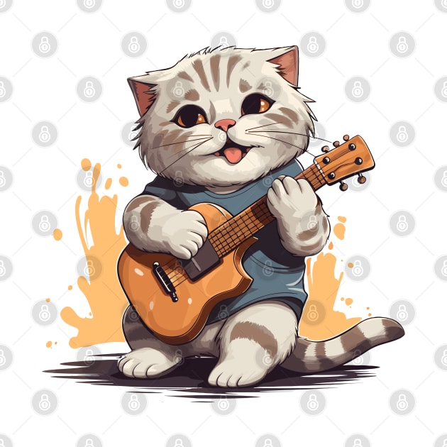 Scottish Fold Cat Playing Guitar by Graceful Designs