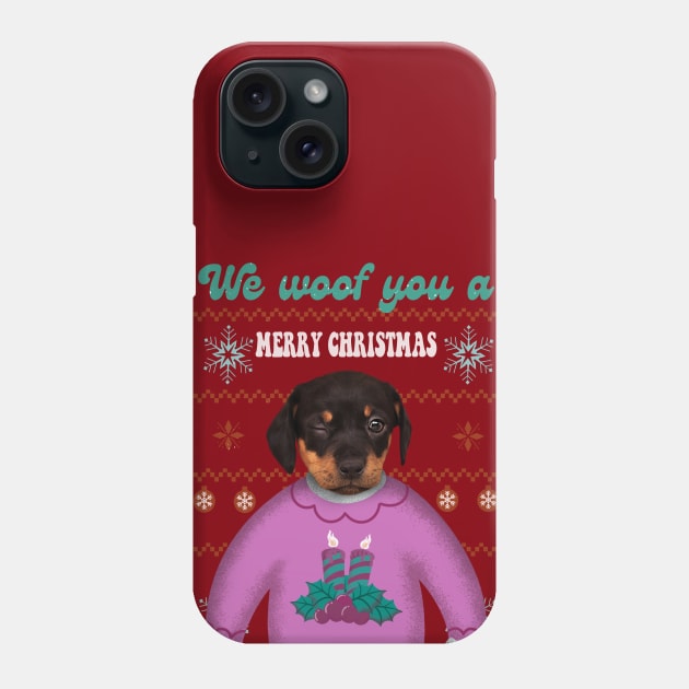 We woof you a merry christmas Phone Case by Sruthi