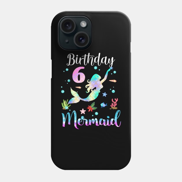 6 Years Old Birthday Mermaid Happy 6th Birthday Phone Case by Vintage White Rose Bouquets