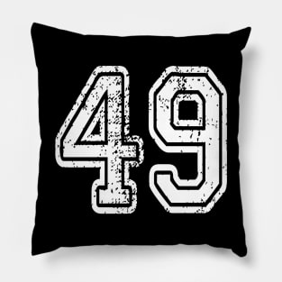 Number 49 Grungy in white Pillow