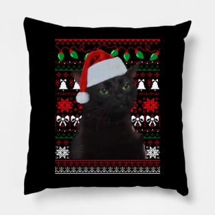 Zoning Out Cat Meme - Ugly Xmas Sweater Pillow