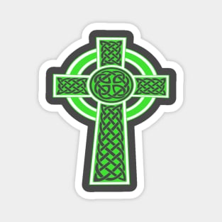 Ornamental Celtic High Cross Decorative Knotwork Green and White Magnet