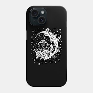 Gothic Moon, Mushrooms, and Flowers Punk Witchy Phone Case