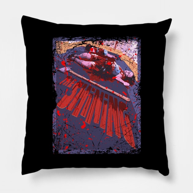 Jack's Madness Unleashed Celebrate the Haunting Performance and Chilling Scenes of Shining on a Stylish T-Shirt Pillow by Irwin Bradtke