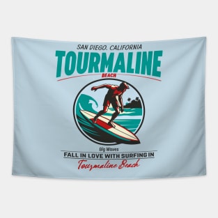 Tourmaline Beach Surfer Vintage Tapestry