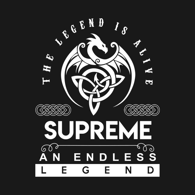 Supreme Name T Shirt - The Legend Is Alive - Supreme An Endless Legend Dragon Gift Item by riogarwinorganiza