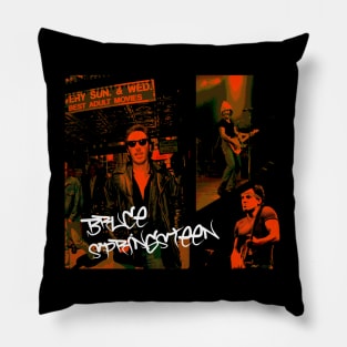 Bruce Springsteen Collage Orange Pillow