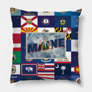 Maine vintage style retro souvenir Pillow