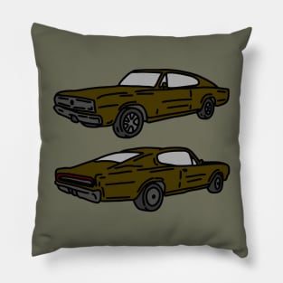 double vintage retro muscle cars Pillow