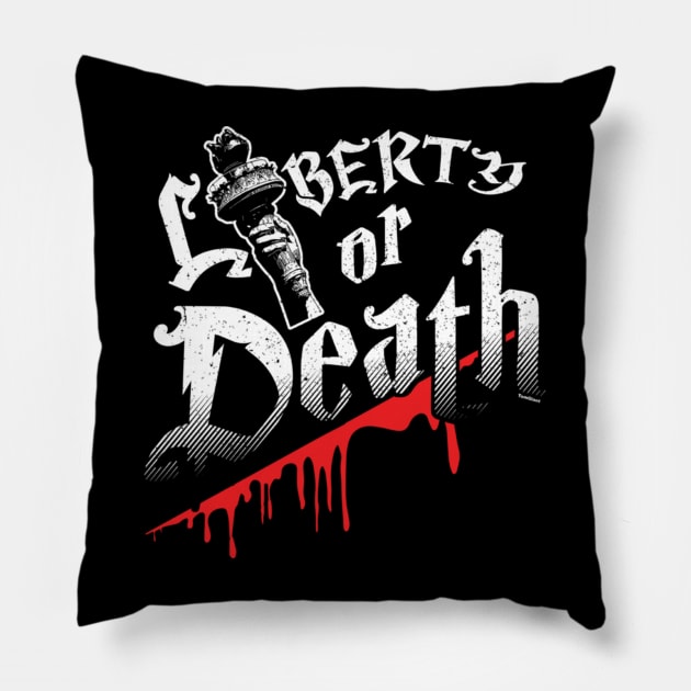 Liberty Or Death American America USA Patriotic Distressed Pillow by Yassmina