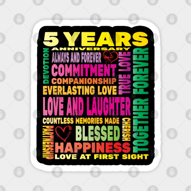 5th Years Womens Wedding Years Anniversary Love Happy Couples Lovers Magnet by Envision Styles