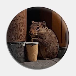 watercolor groundhog loves coffee Pin