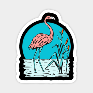 Pink Flamingo Nature Illustration Gift Magnet