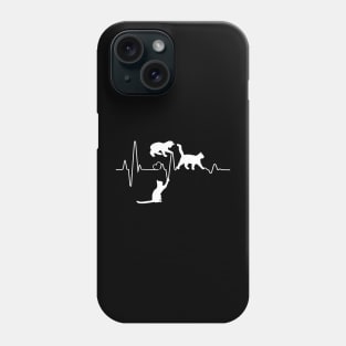 Cat Heartbeat Funny Cats Playing With A Heart Line Phone Case