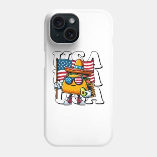 USA,Tacos holding an American flag funny 4th of July design Phone Case