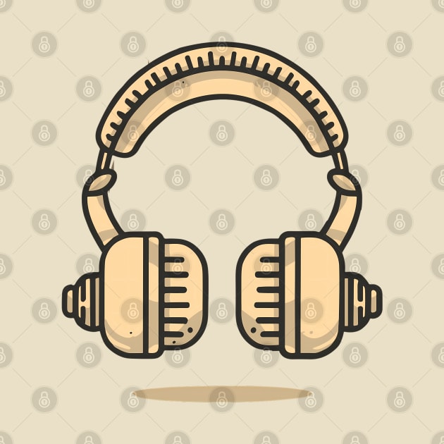 Line art of an old headphones by design/you/love