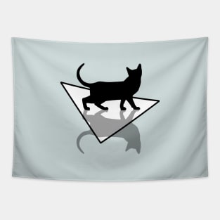 Black Cat with Shadow on Ice Tapestry