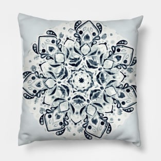 Stained Glass Mandala - Navy & White Pillow