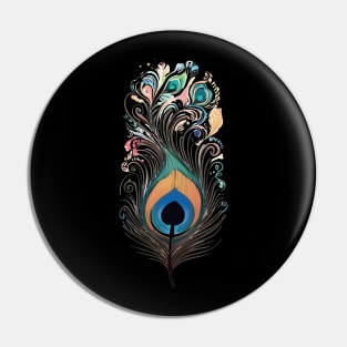 A psychedelic graphic design with a peacock feather. Pin