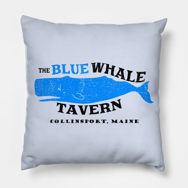 Blue Whale Tavern distressed Pillow by hauntedjack