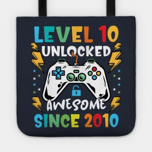 Level 10 Unlocked Awesome Since 2010-10th birthday gamer Tote