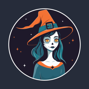 Witch girl with yellow cat eyes T-Shirt