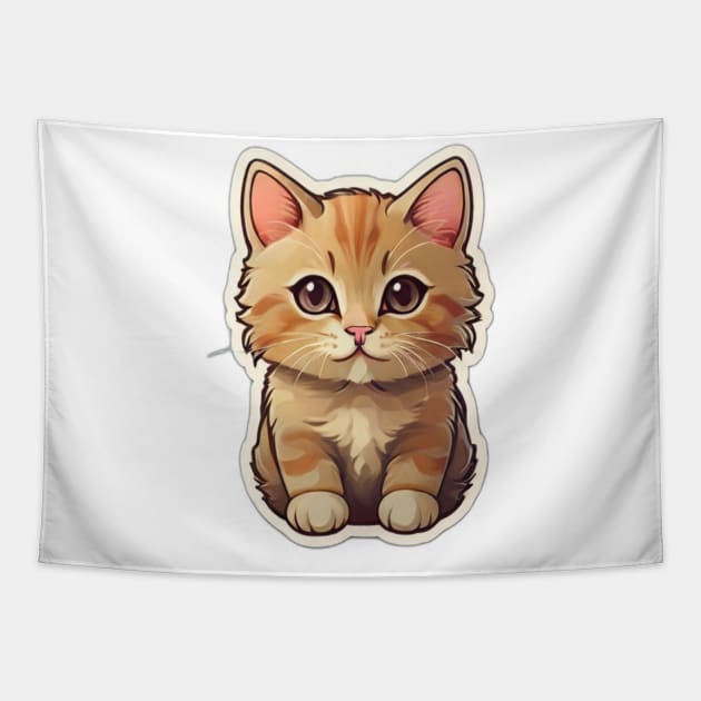 Whisker Whimsy - Adorable Cat Design Tee Tapestry by TopTeeDesigns