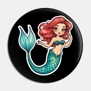 Mermaid Fantasy Illustration Pin