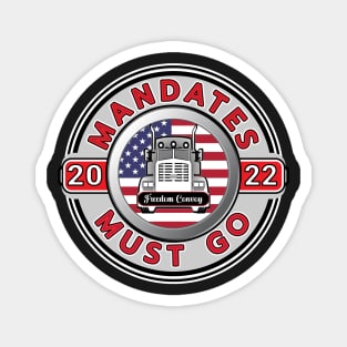 US CONVOY 2022 USA - TRUCKERS FOR FREEDOM - GRAY ROUND RED LETTERS Magnet