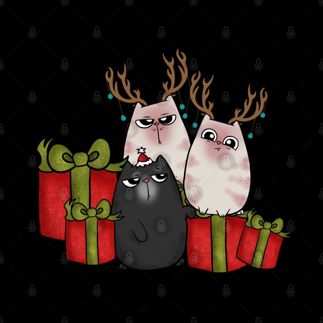 Christmas Cat Gifts Presents Reindeer Antlers by Wanderer Bat