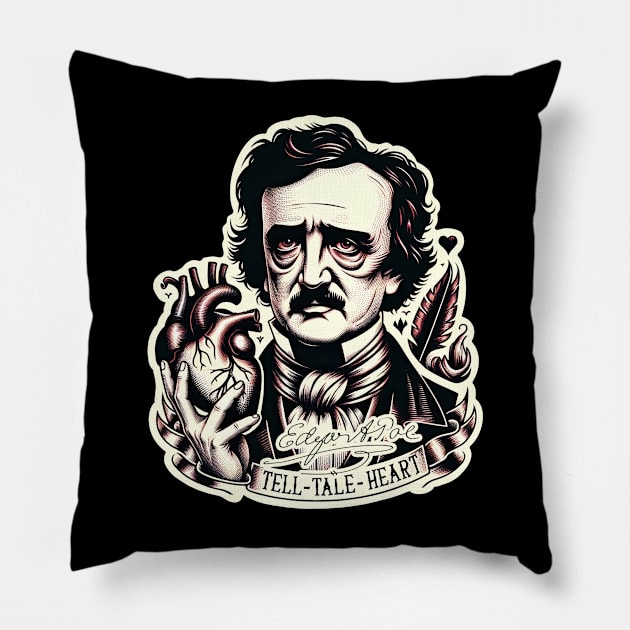 Edgar allan poe tell tale heart Pillow by All Folked Up