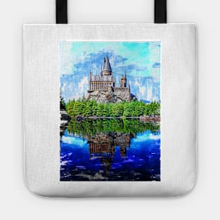 Castle By The Lake Sketch. For Vintage Castle Lovers. Tote